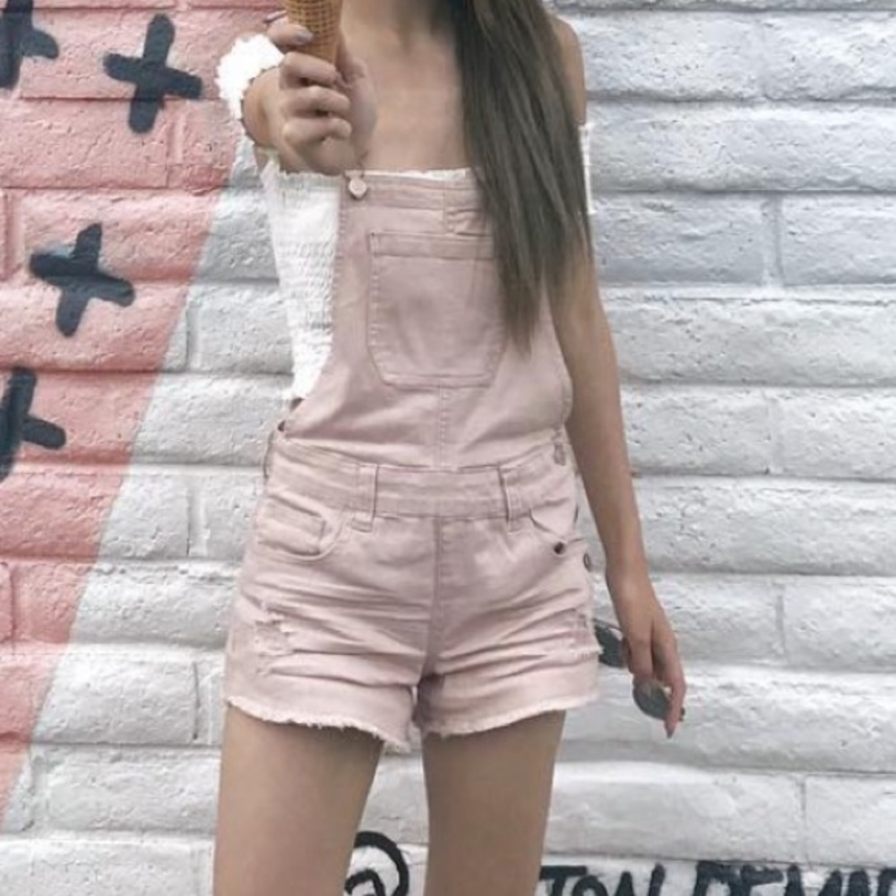 NWT Forever 21 Light Pink Overall Shorts